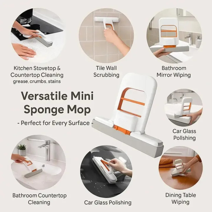 Foldable Mini Mop | Portable Desktop Wet & Dry Cleaning Mop | Self‑Squeezing - Image 5
